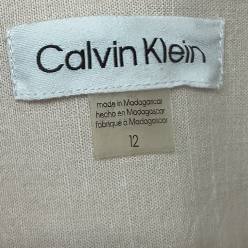 Calvin Klein Pink Dress Puff Sleeves Full Button Front Womens Size 12 Pockets - Picture 9 of 10